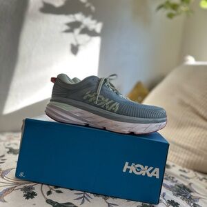 Hoka Athletic Shoes in Gray and Red